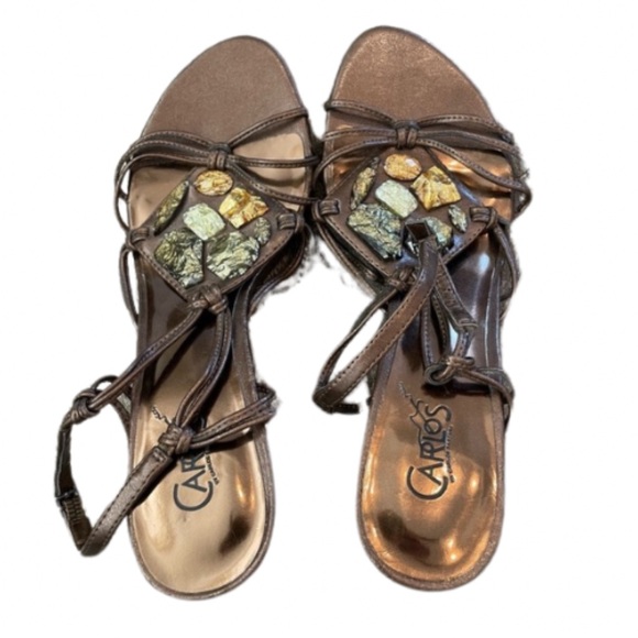 Carlos Santana "Tambien" Heeled Strappy Sandal in Bronze accented with Gems - Picture 5 of 7